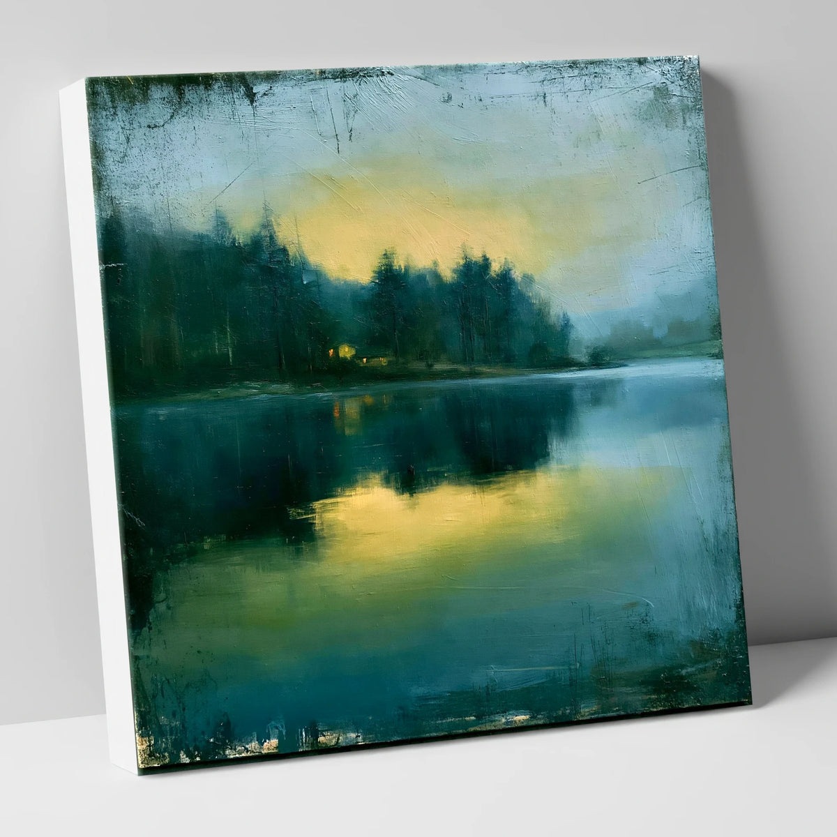 Teal Lake Dawn Reflection lake district lake canvas wall art