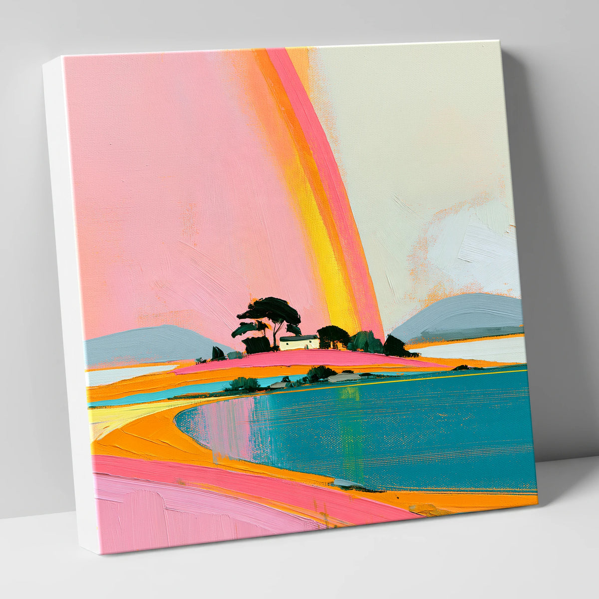 Bold Rainbow Over the Lake lake district sky canvas wall art