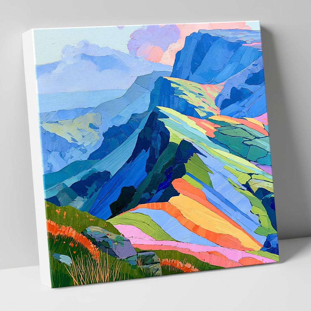Vivid Hues On Misty Ridge lake district fell canvas wall art