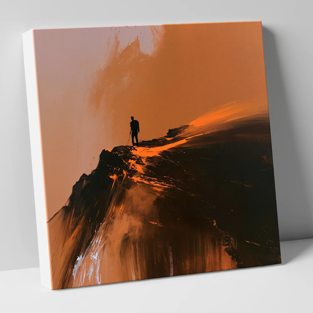 Helvellyn Walker in Amber Light lake district walking canvas wall art