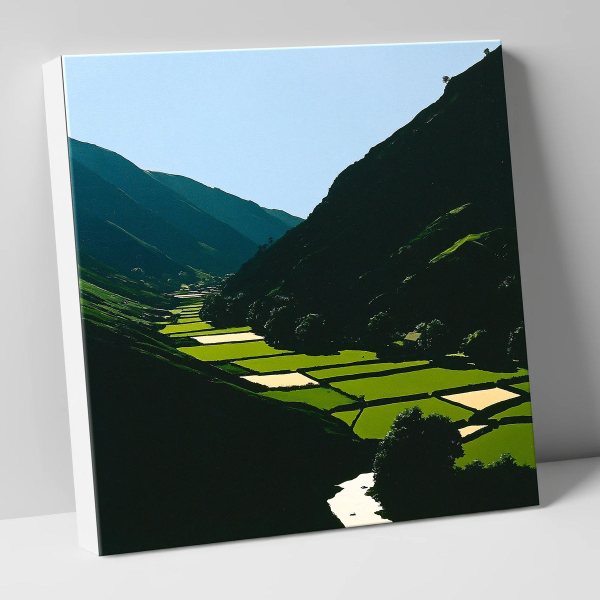 Sunlit Patchwork in the Dale lake district valley canvas wall art