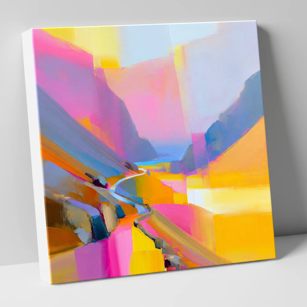 Vivid Fuchsia Winding Mountain Pass lake district valley canvas wall art