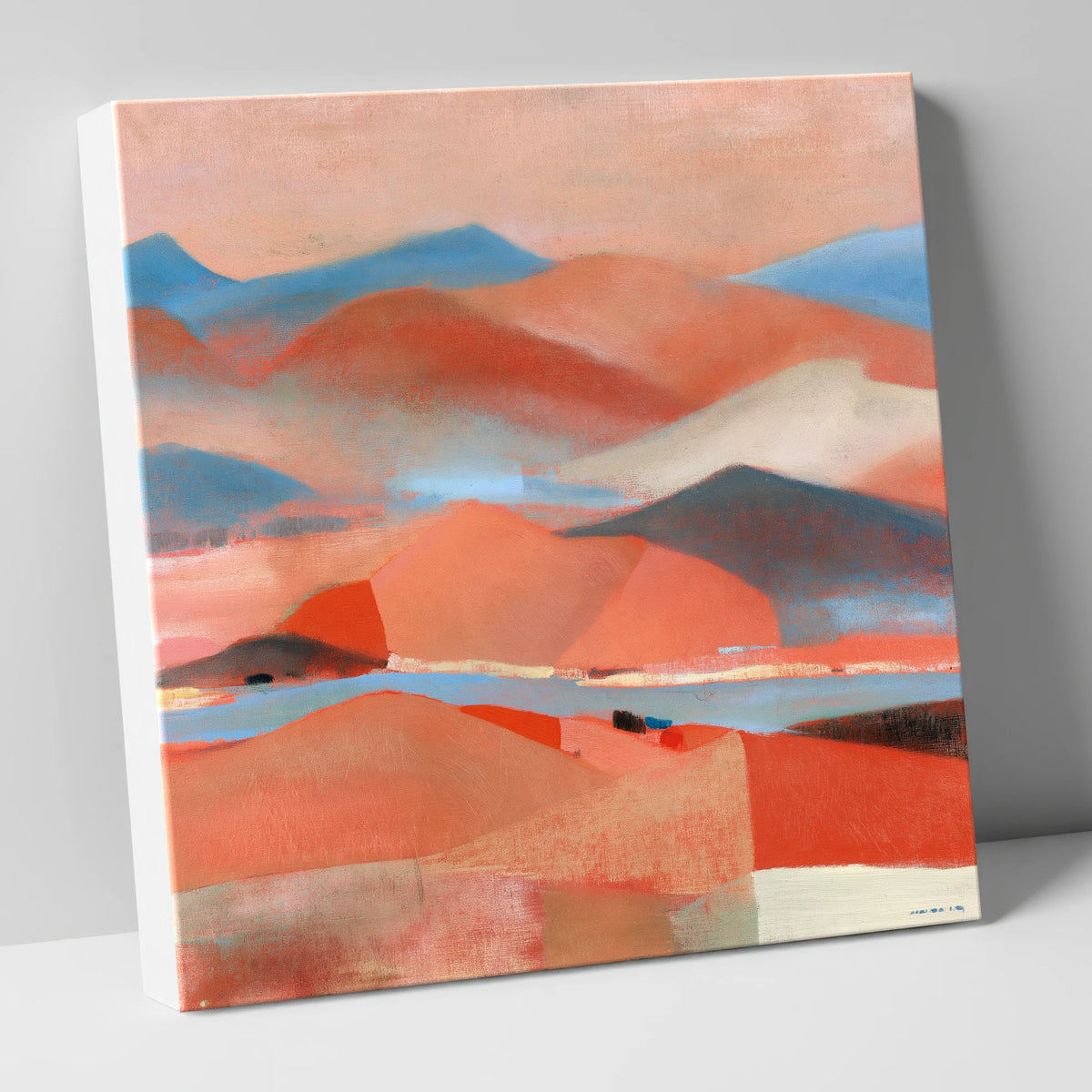 Abstract Summit View in Terracotta lake district fell canvas wall art
