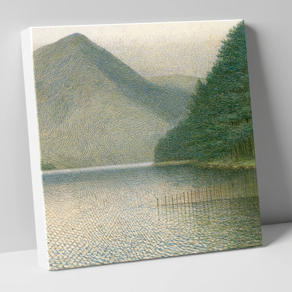 Buttermere Fence in Morning Haze lake district lake canvas wall art
