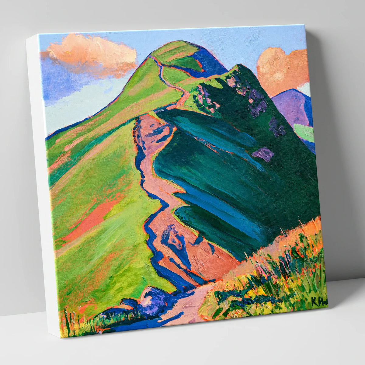 Vibrant Path up Cat Bells lake district fell canvas wall art