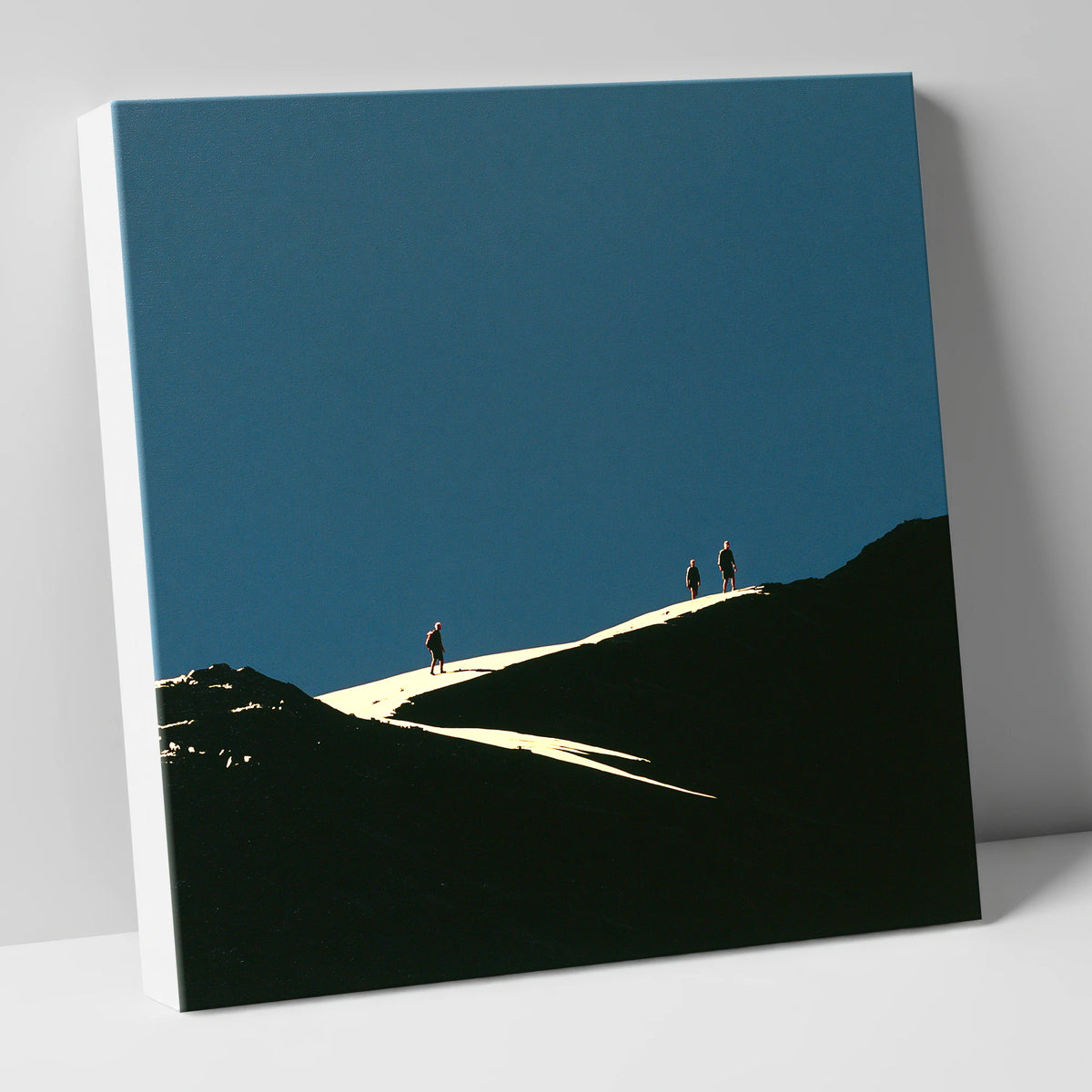 Hikers on a Sunlit Ridge lake district fell canvas wall art
