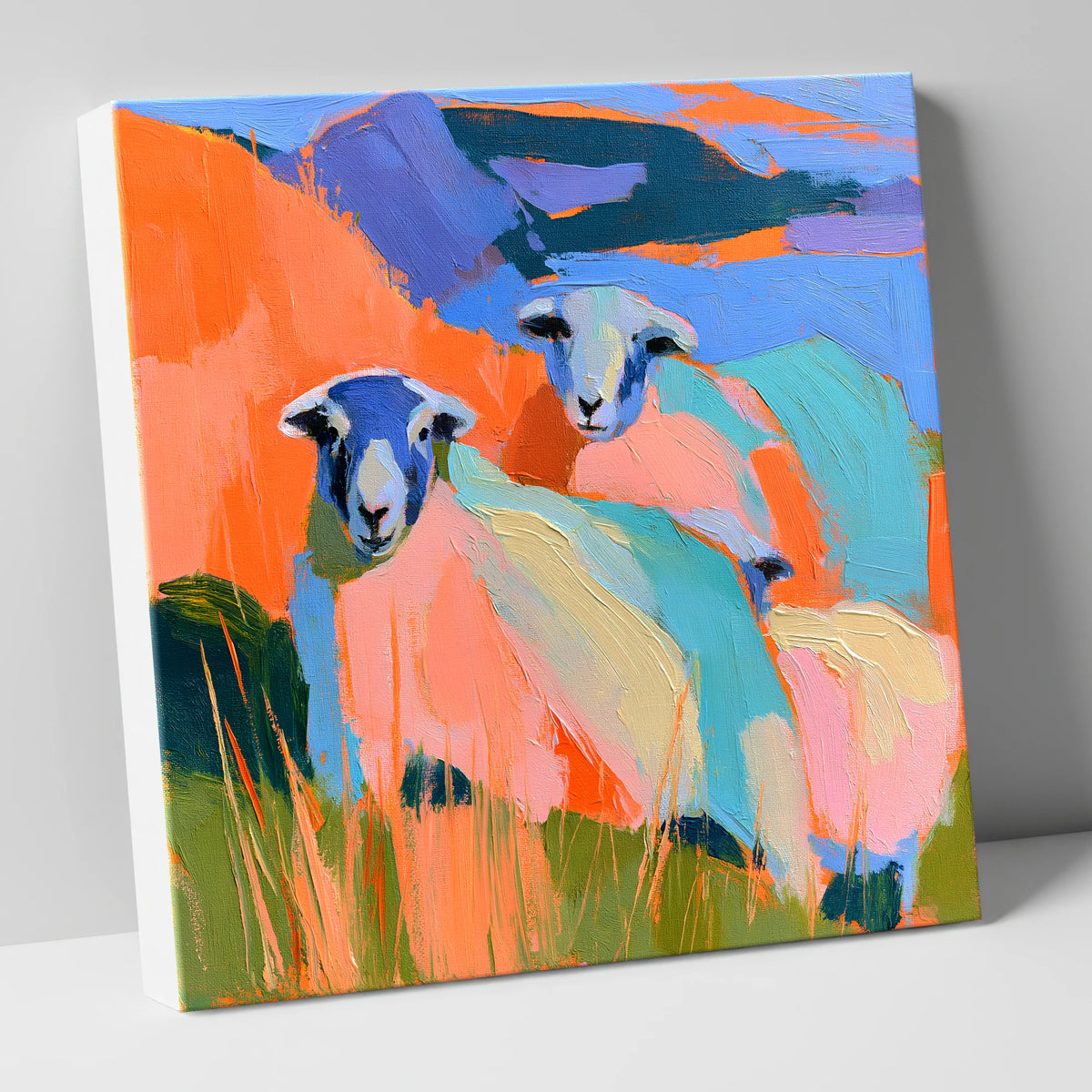 Vivid Herdwick Sheep on Fellside lake district wildlife canvas wall art