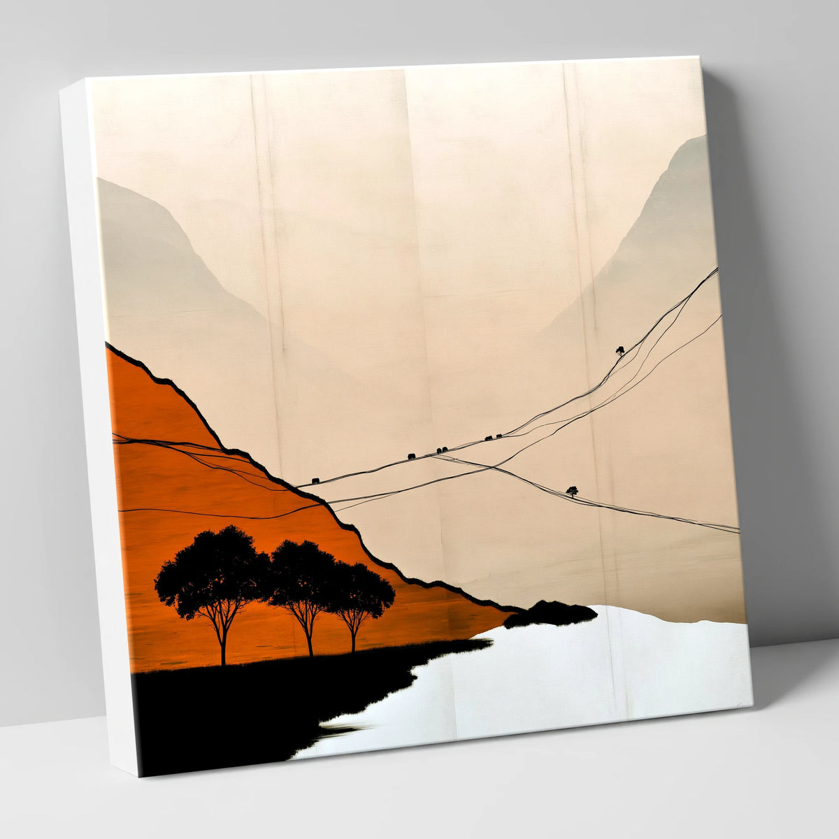 Rust Orange Valley in Mist lake district sky canvas wall art