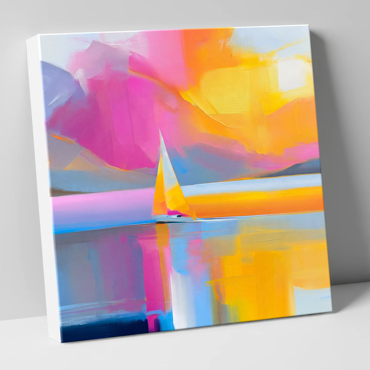 Vibrant Sailboat on the Lake lake district walking canvas wall art