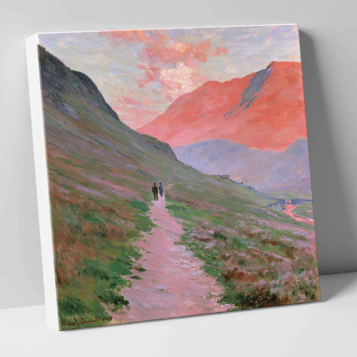 Fell Walkers in Pink Sunset lake district walking canvas wall art