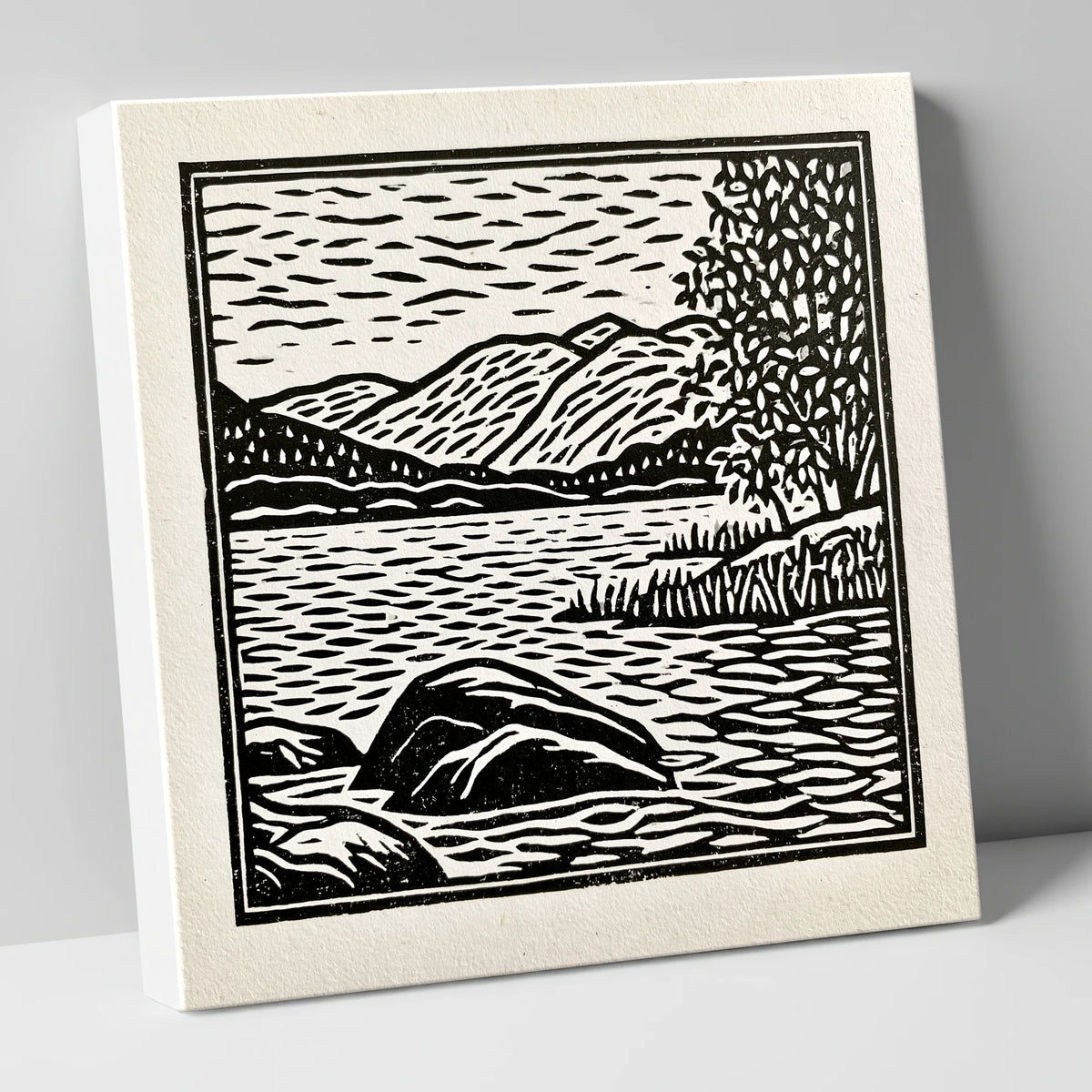 Monochrome Coniston Water Fells lake district lake canvas wall art