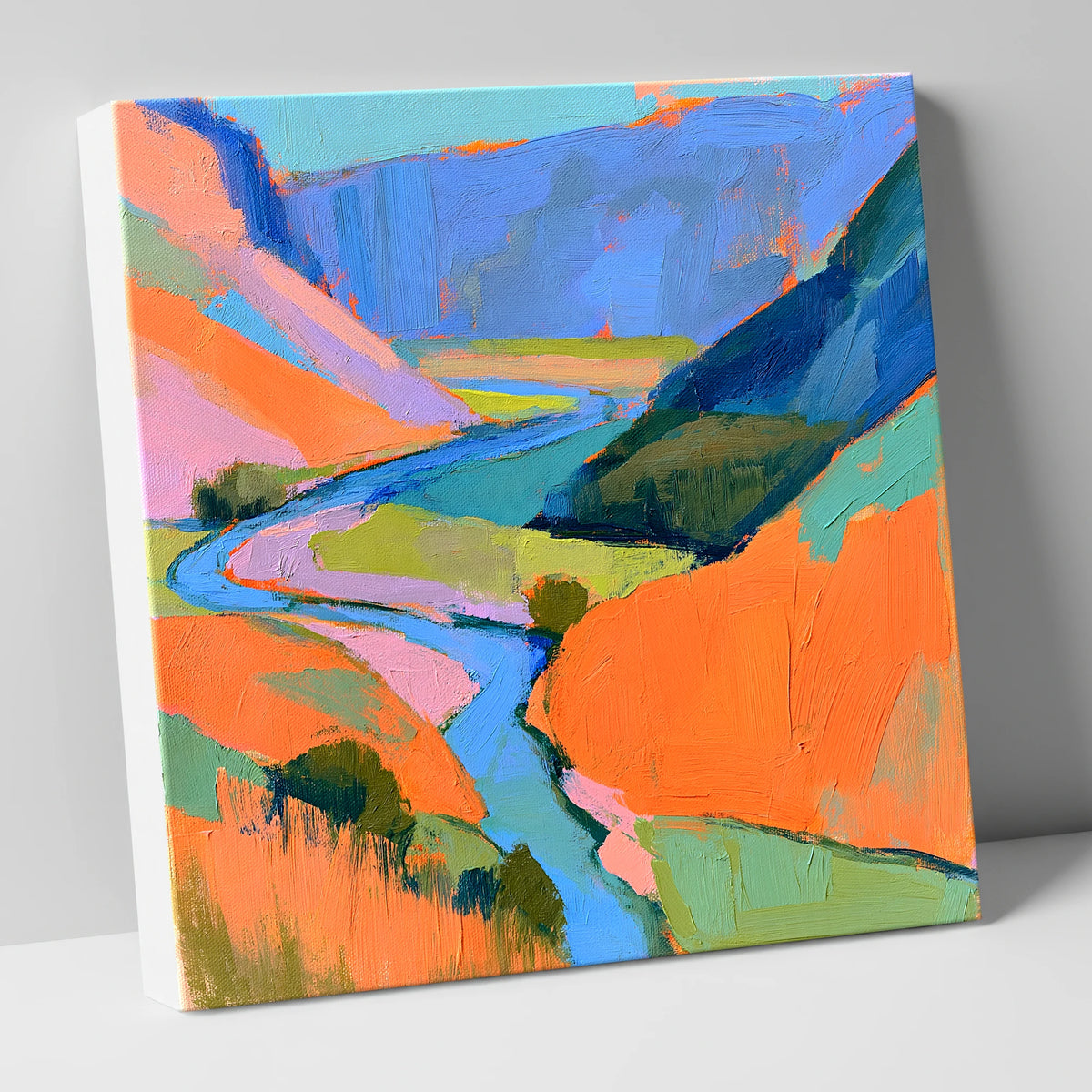 Bold Winding River Valley lake district waterfall canvas wall art