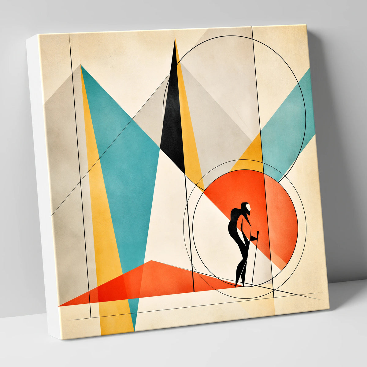 Geometric Lake District Hiker Silhouette lake district walking canvas wall art