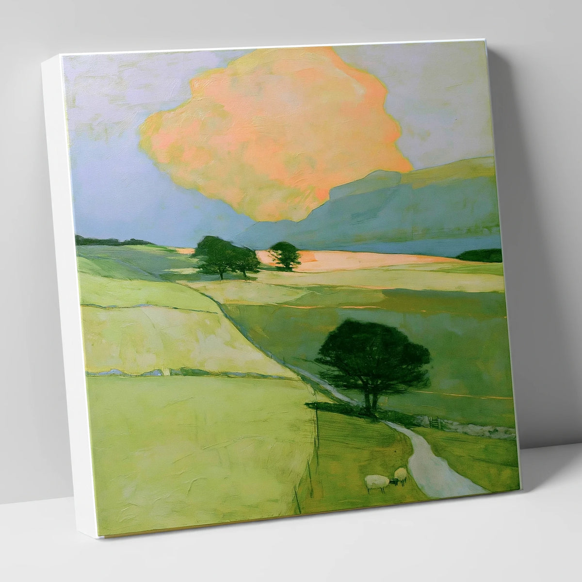 Rolling Fells Under Apricot Cloud lake district fell canvas wall art