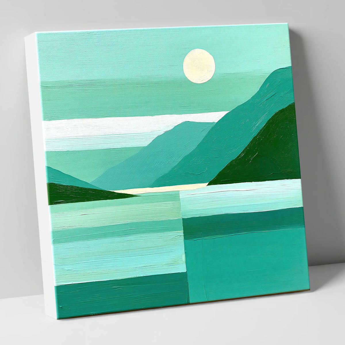 Emerald And Teal Wastwater Moonrise lake district sky canvas wall art