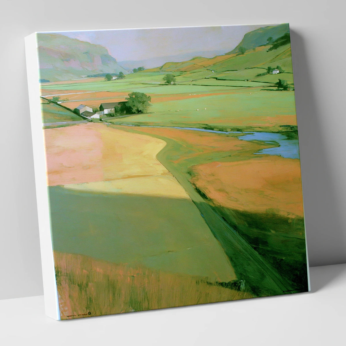 Green Valley Beneath The Fells lake district valley canvas wall art