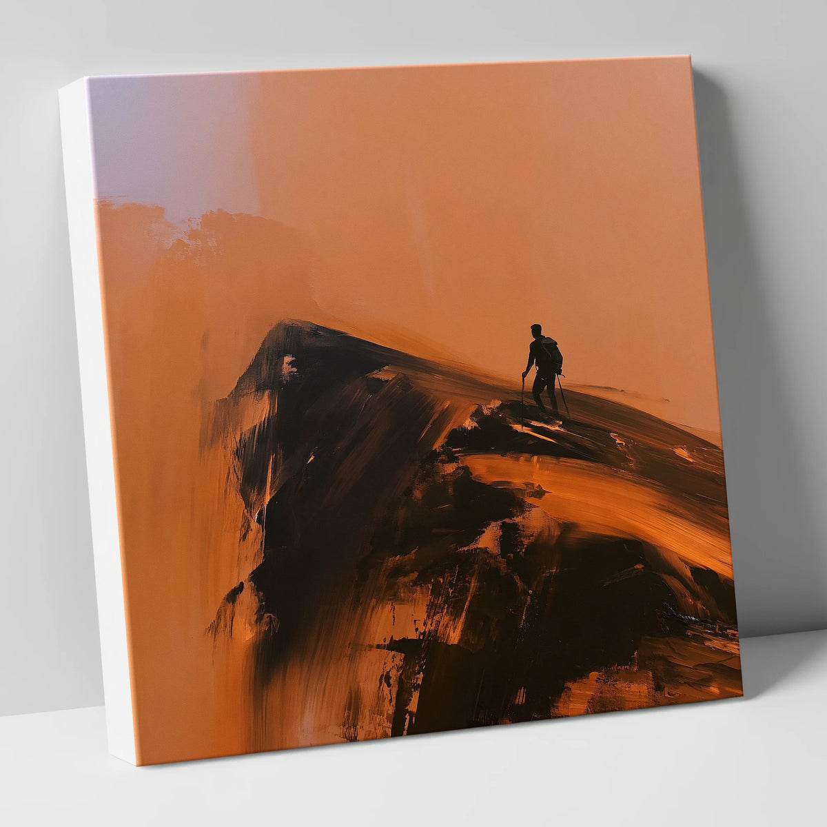Striding Edge Silhouette in Amber lake district walking canvas wall art
