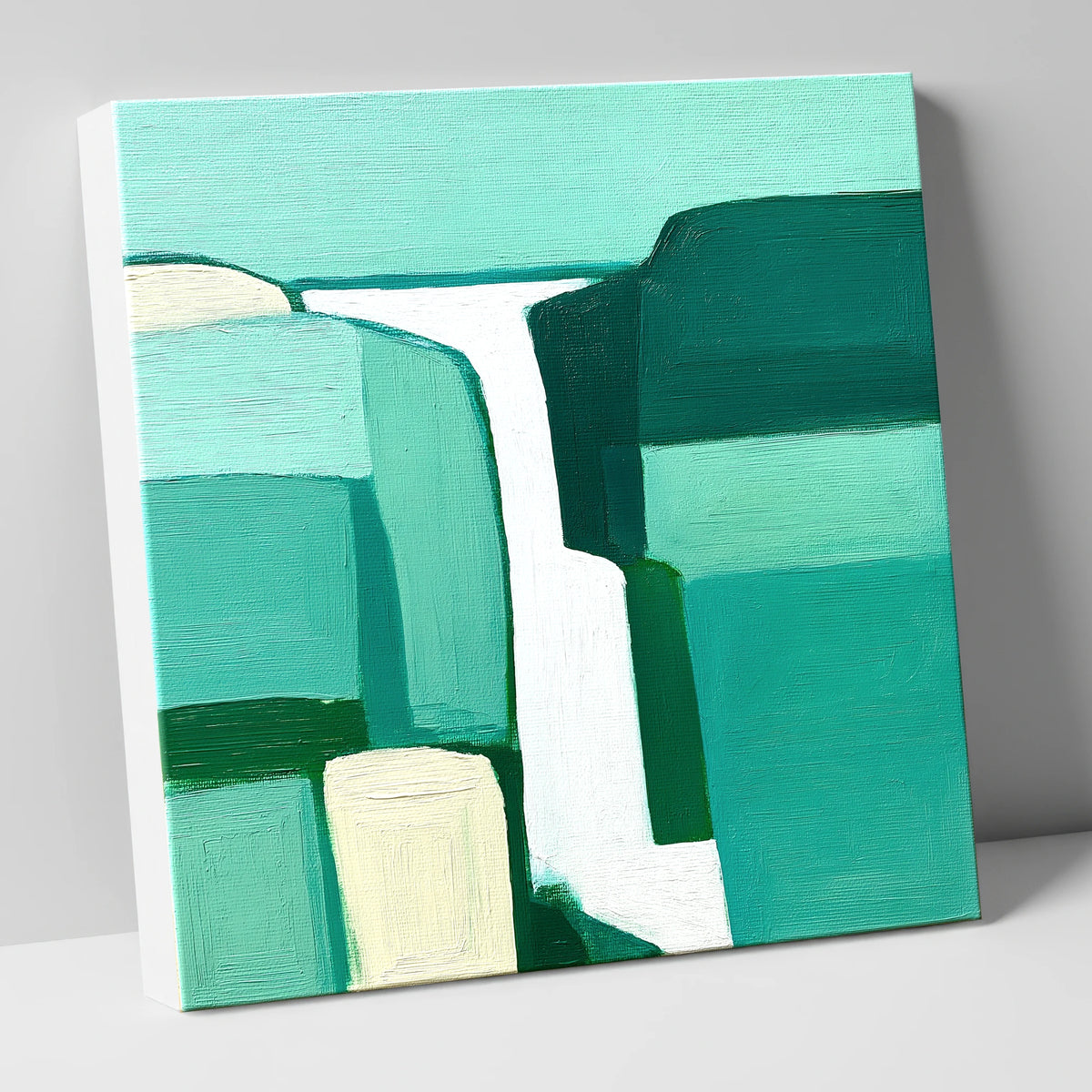 Geometric Teal Waterfall Cascade lake district waterfall canvas wall art