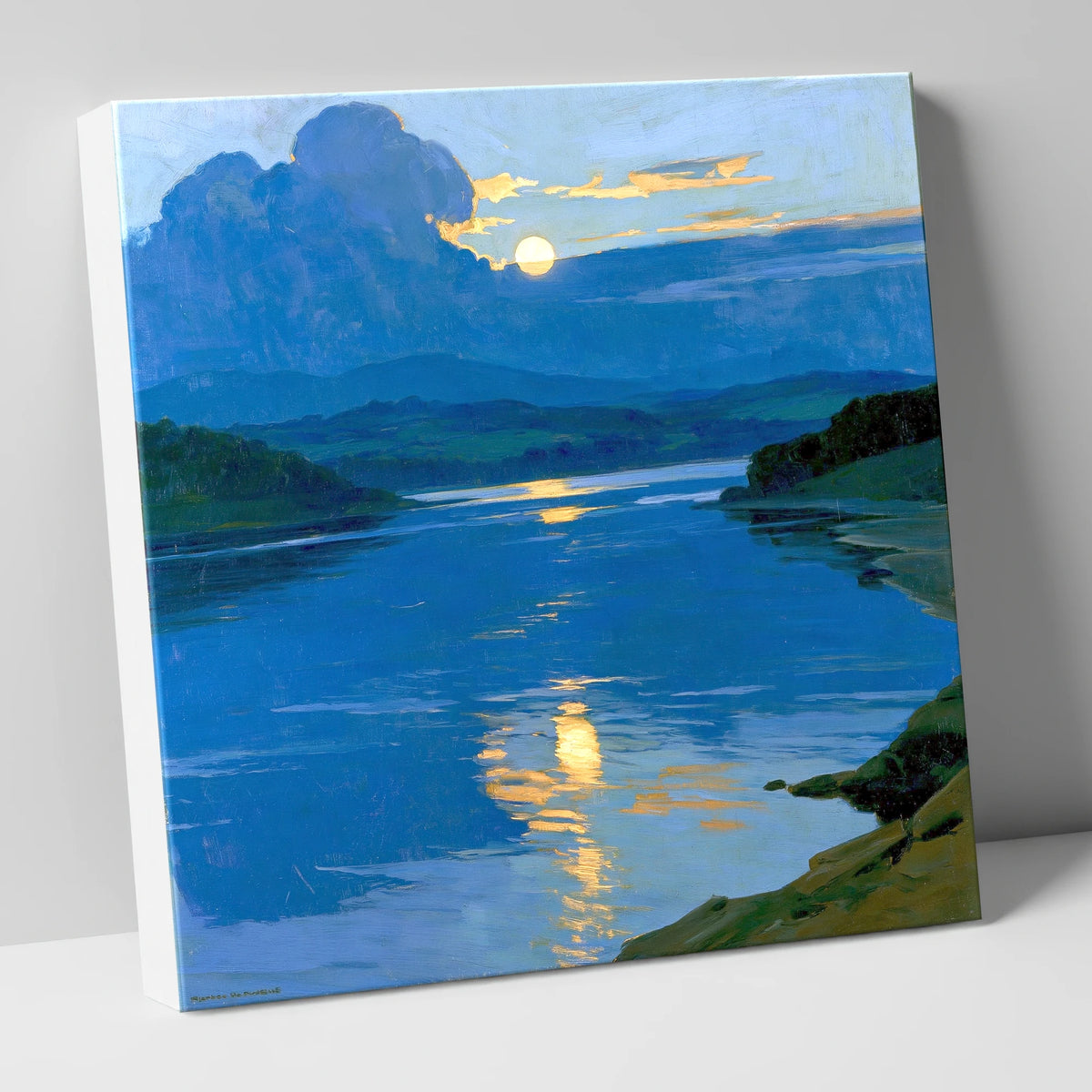 Golden Sunset Over Blue Lake lake district lake canvas wall art