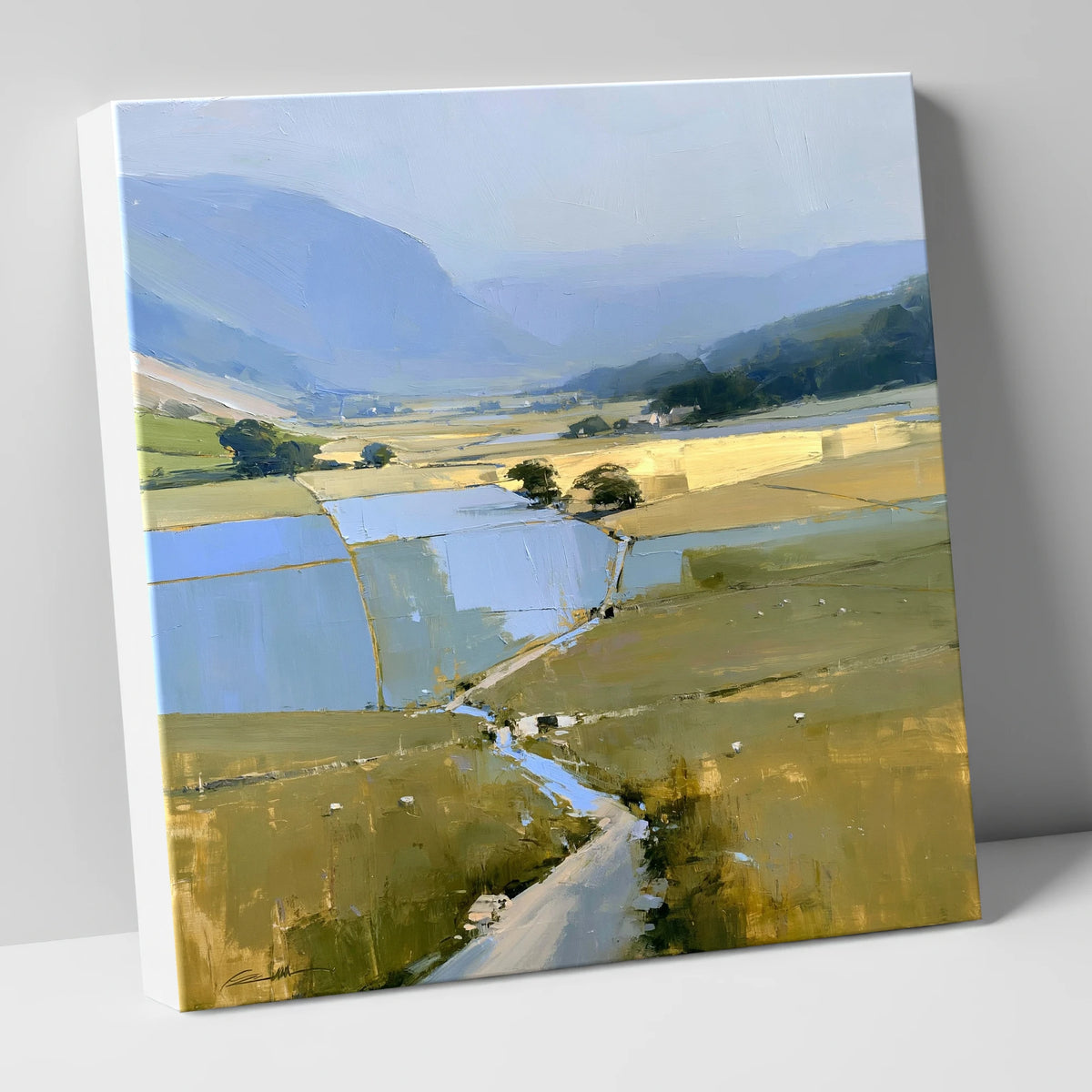 Luminous Patchwork Fields in a Dale lake district valley canvas wall art