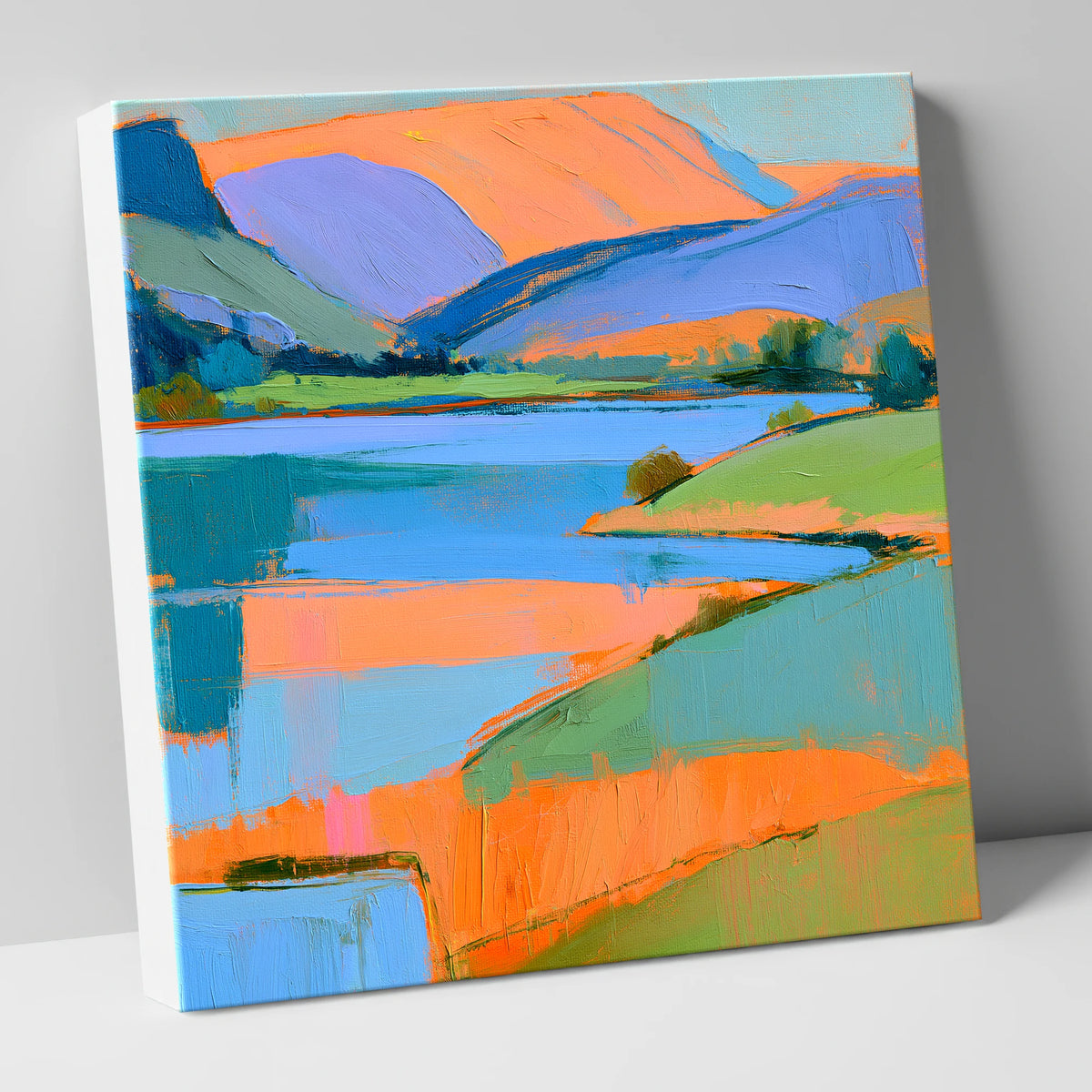 Vibrant Orange Fells and Lake lake district lake canvas wall art
