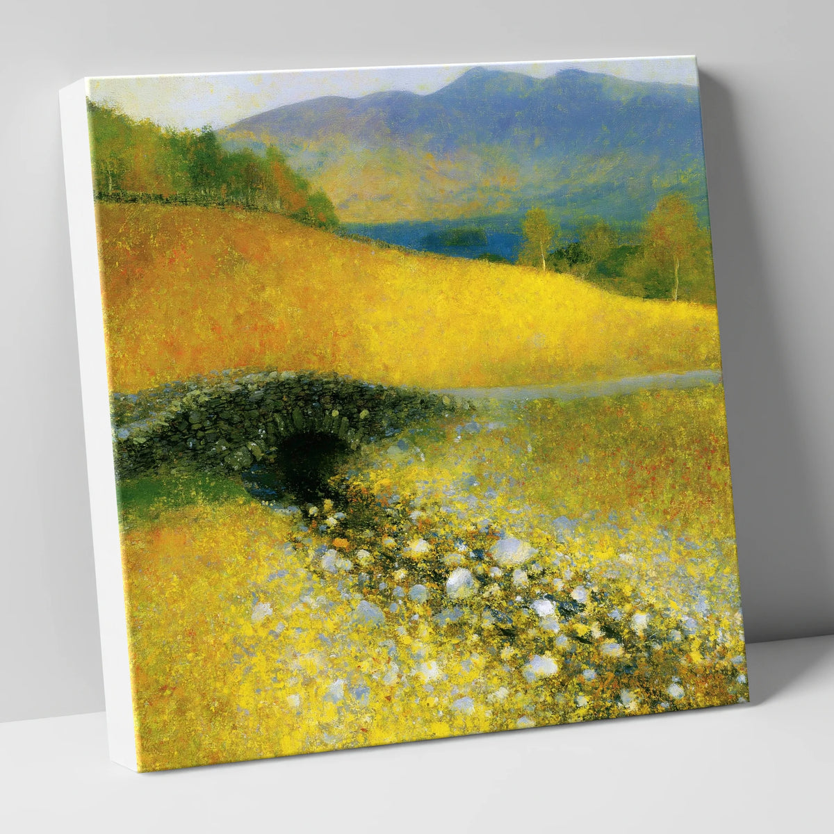Golden Light Over Ashness Bridge lake district waterfall canvas wall art