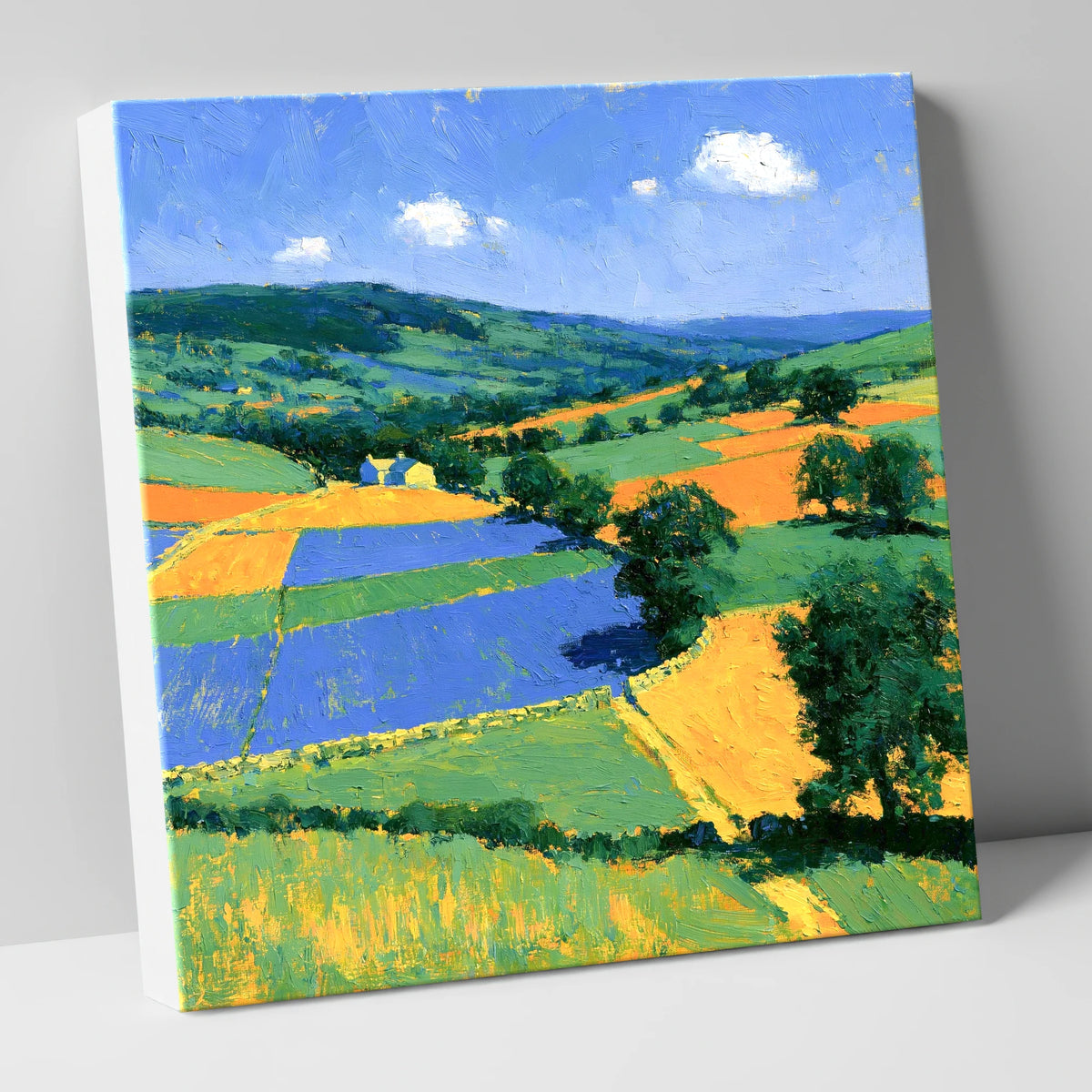 Colourful Dale Patchwork Fields lake district valley canvas wall art