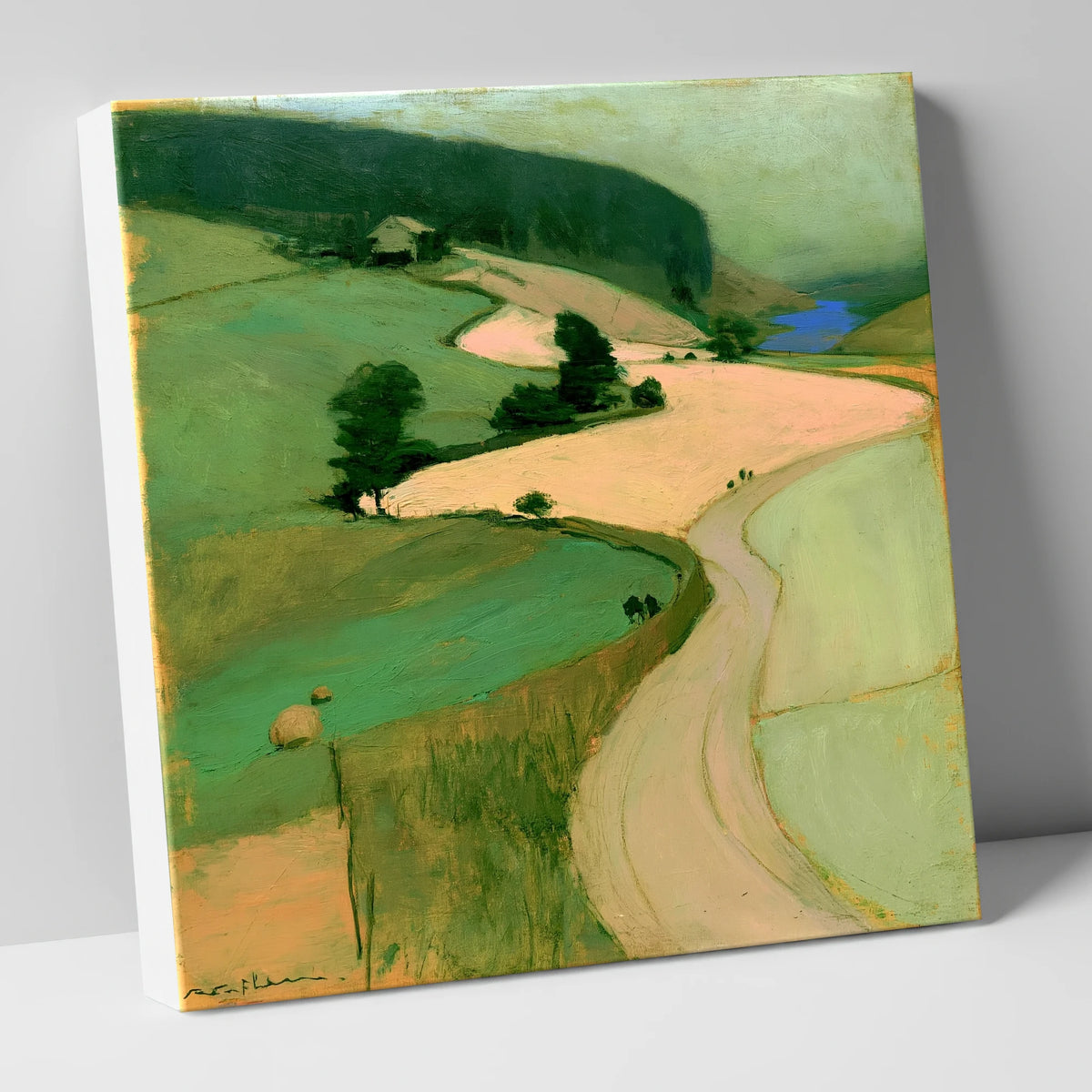Pastel Patchwork Fields in a Dale lake district valley canvas wall art