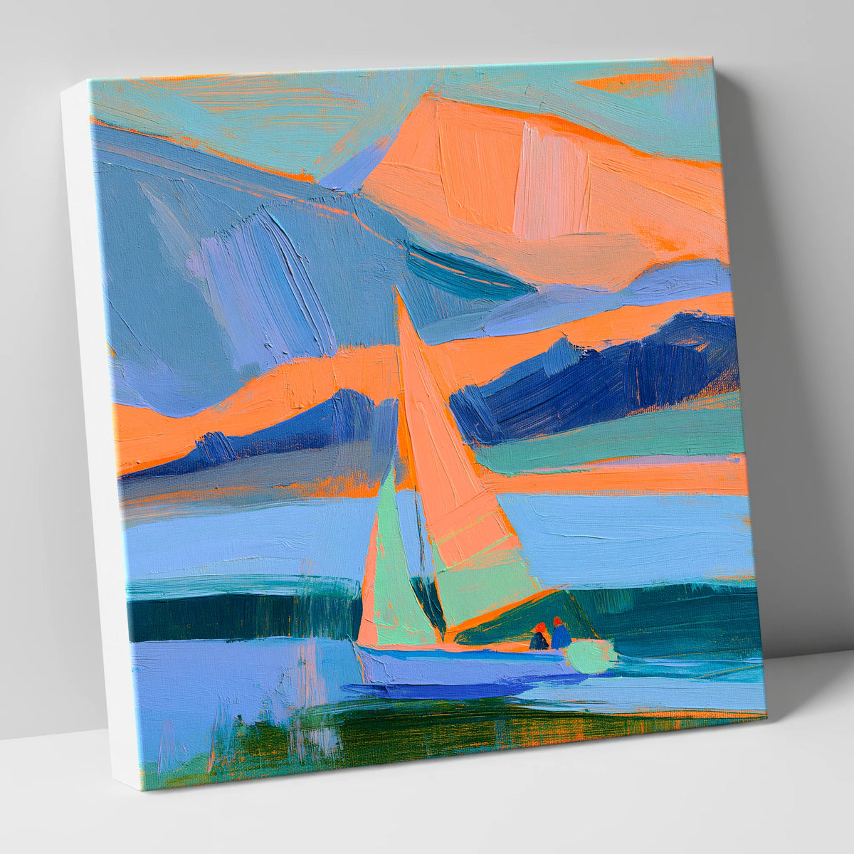 Colourful Sailing on a Breezy Lake lake district walking canvas wall art