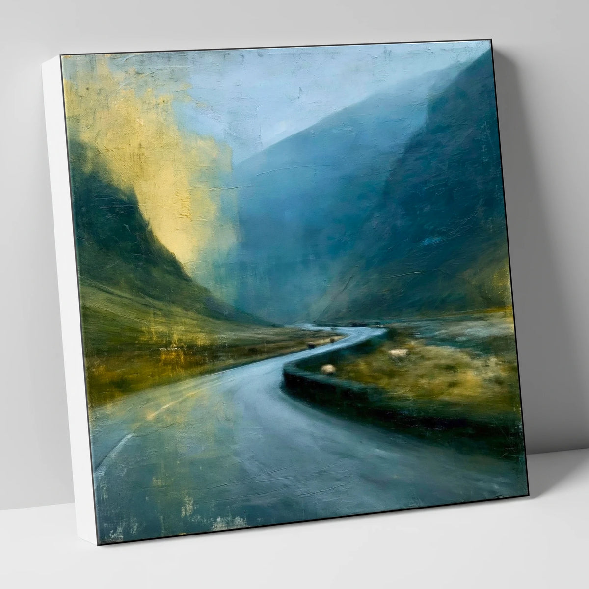 Winding Mountain Pass Golden Light lake district valley canvas wall art