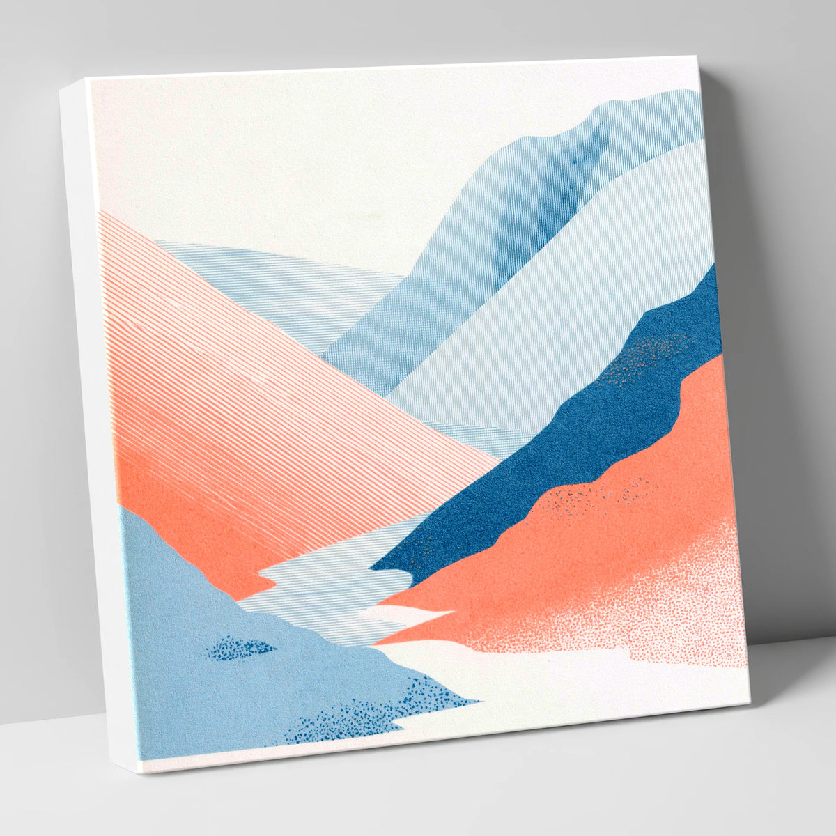 Kirkstone Pass in Blue and Coral lake district valley canvas wall art