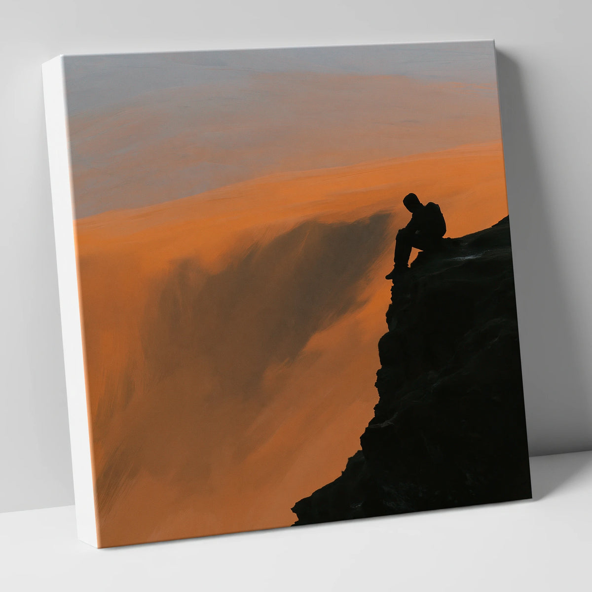 Blencathra Walker Silhouette in Amber lake district fell canvas wall art