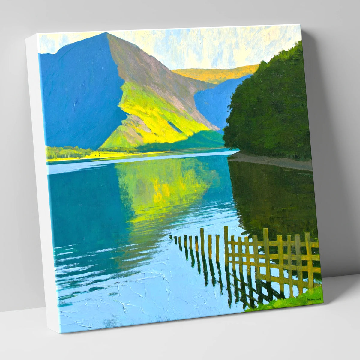 Buttermere Fence and Sunlit Fells lake district lake canvas wall art