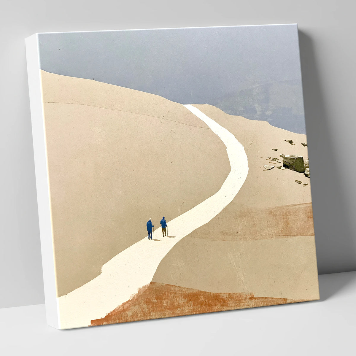 Fell Walkers on the Winding Ridge Track lake district walking canvas wall art