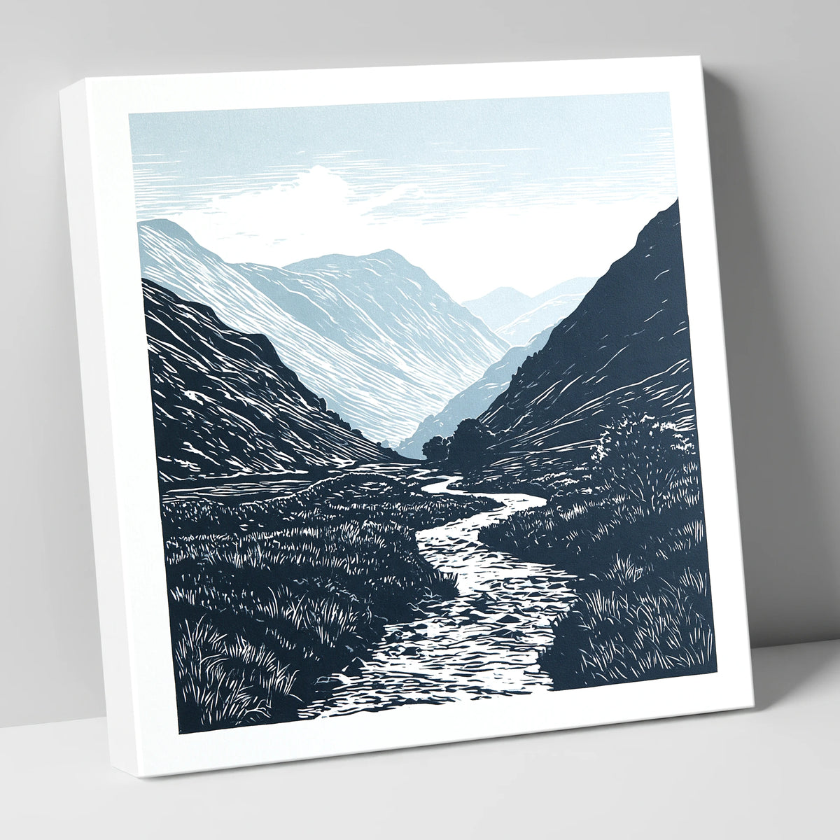 Kirkstone Pass in Deep Navy lake district valley canvas wall art