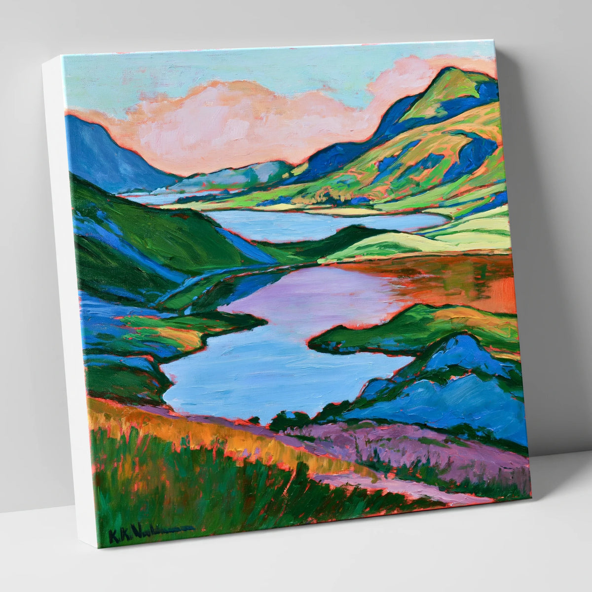 Colourful Fells Above the Lake lake district lake canvas wall art
