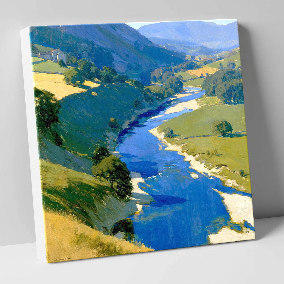 Vivid Winding River Valley lake district waterfall canvas wall art