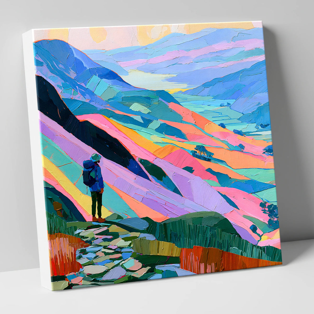 Vibrant Lake District Summit View lake district fell canvas wall art