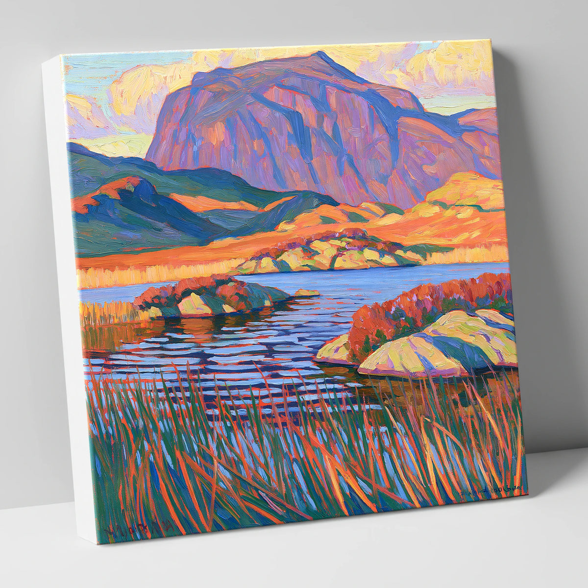 Vibrant Haystacks and Mountain Tarn lake district fell canvas wall art