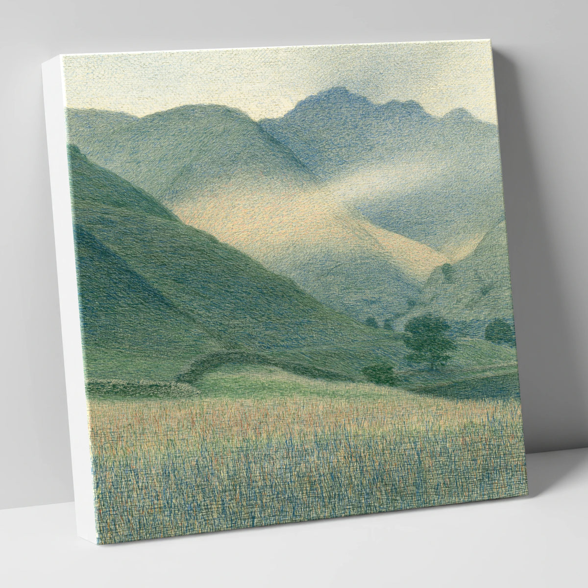 Golden Mist Over the Fells lake district sky canvas wall art