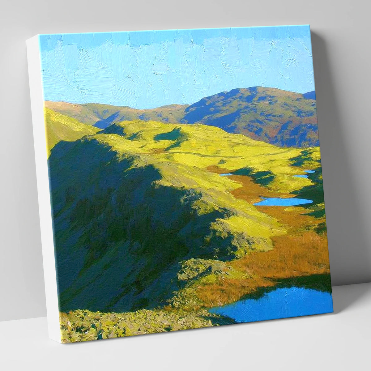 Vibrant Blea Rigg and Tarns lake district fell canvas wall art
