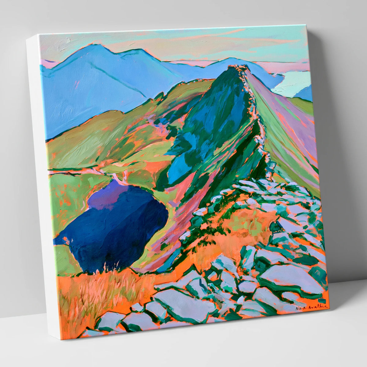 Vibrant Striding Edge Helvellyn lake district fell canvas wall art