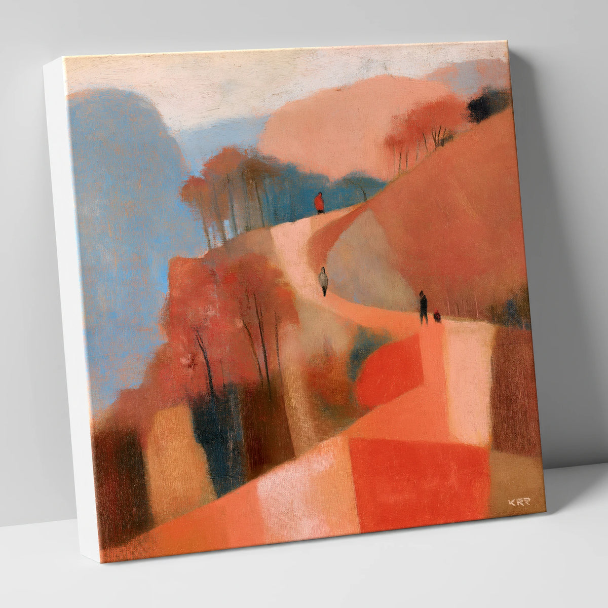 Terracotta Mountain Path Walkers lake district walking canvas wall art