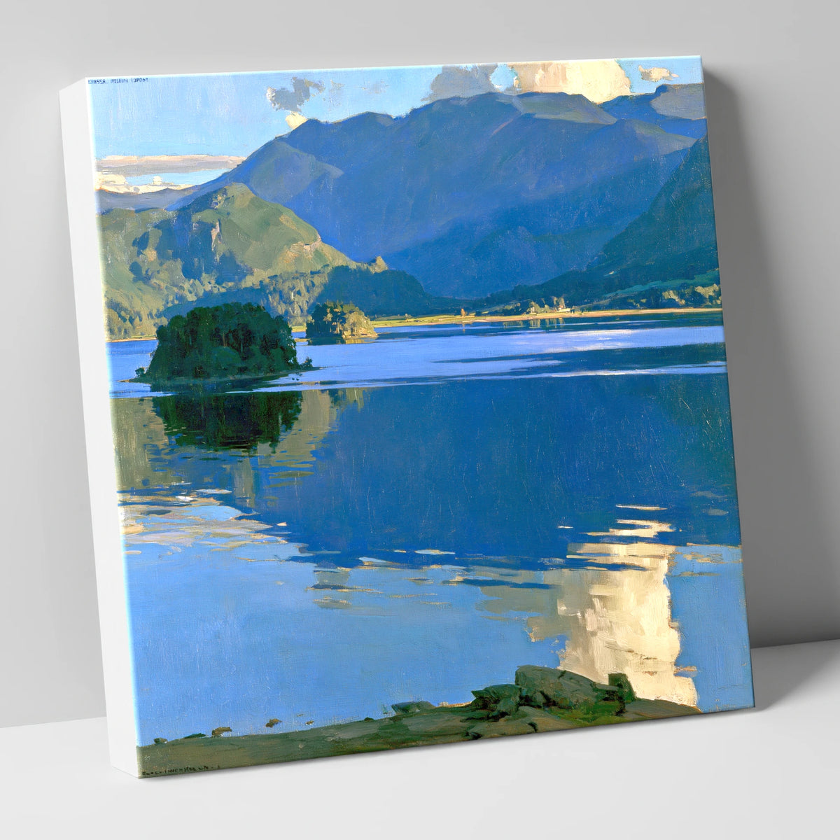 Vibrant Blue Derwentwater and Catbells lake district lake canvas wall art