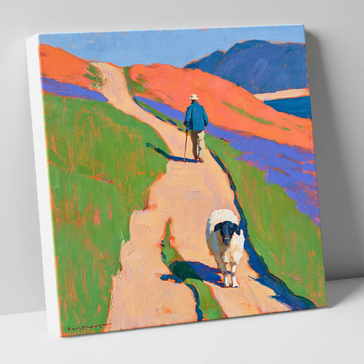 Vibrant Fell Path Walker gifts for dog walkers canvas wall art