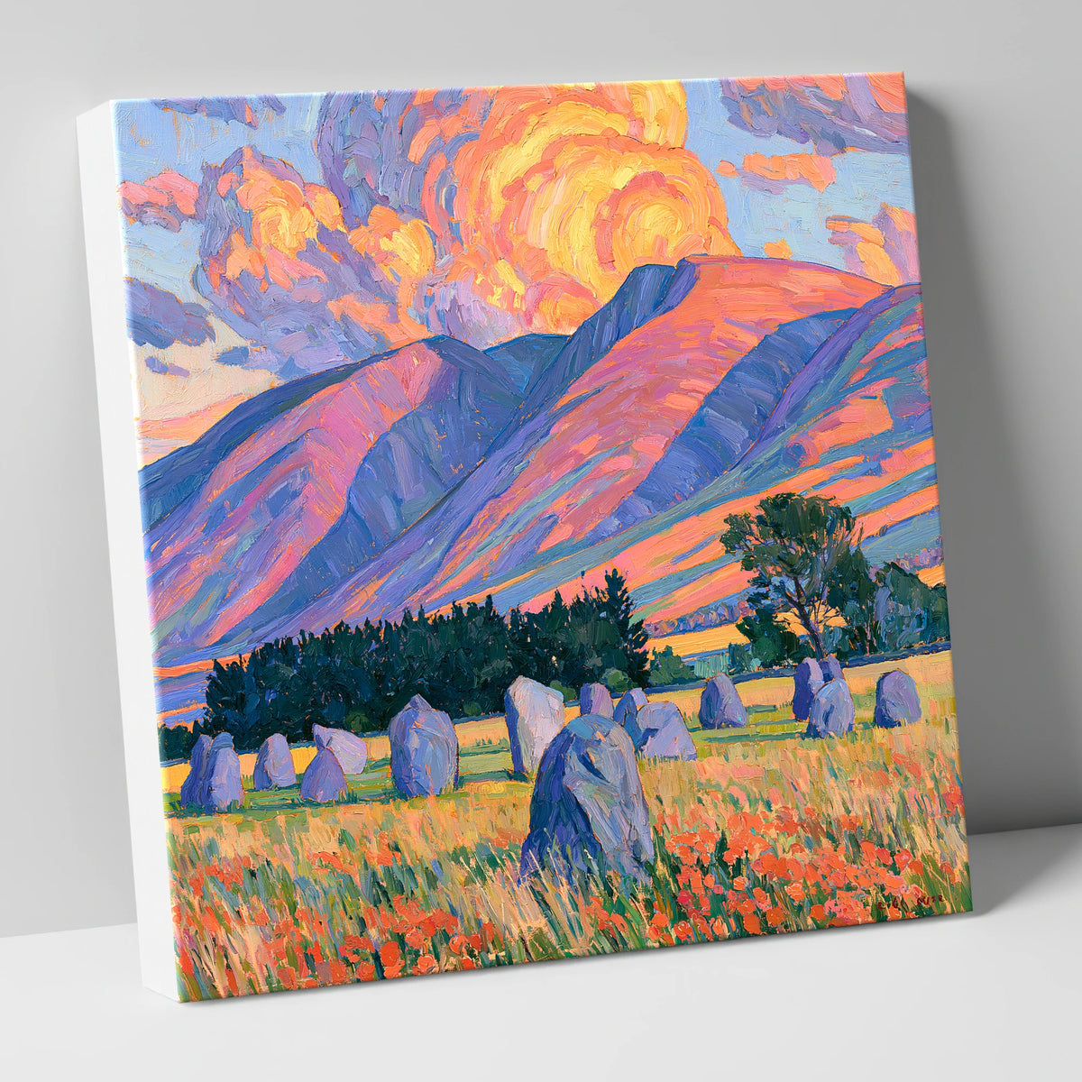 Standing Stones Below Fiery Blencathra lake district fell canvas wall art
