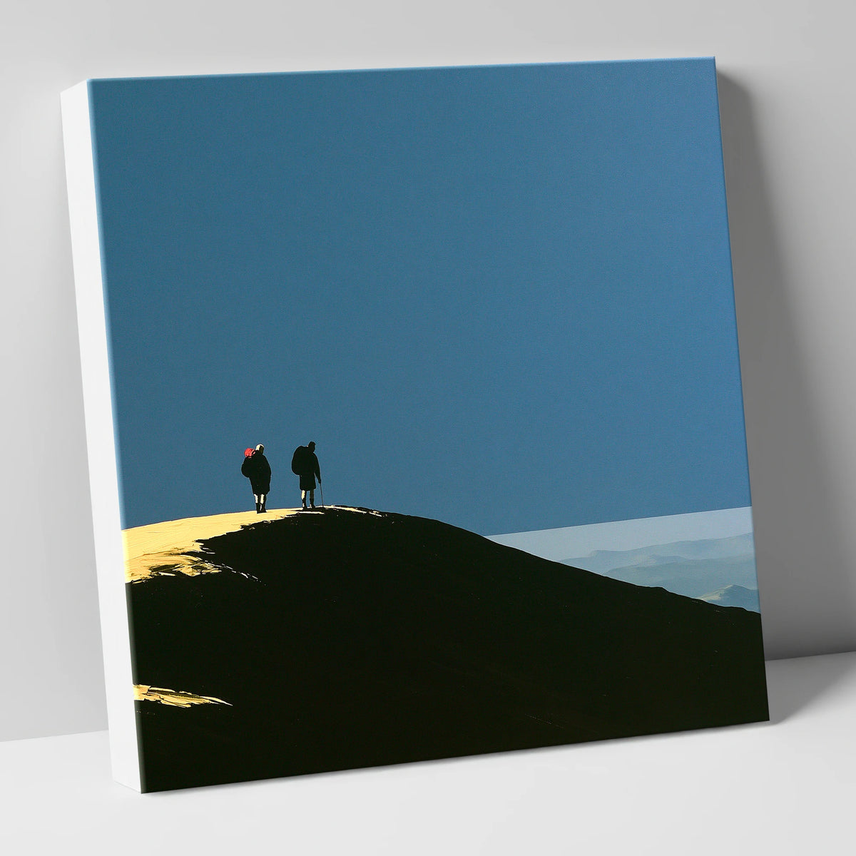 Silhouetted Hikers on a Fell Top lake district fell canvas wall art