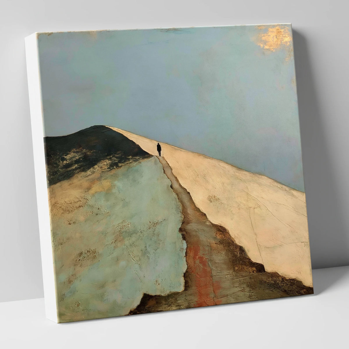 Silhouetted Walker on Striding Edge lake district walking canvas wall art
