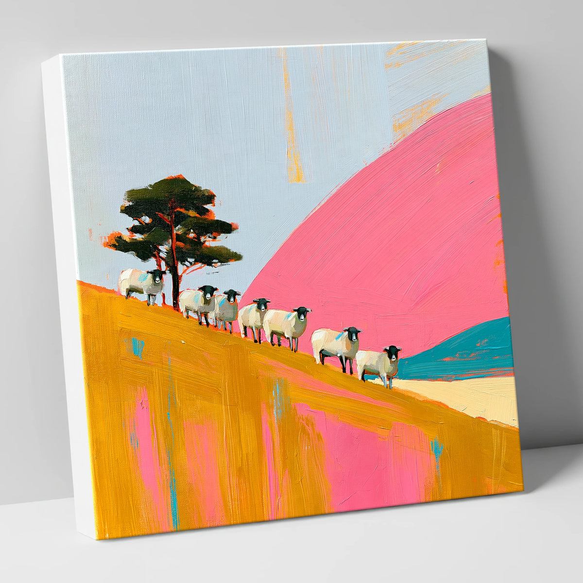 Herdwick Sheep on Pink Fellside lake district wildlife canvas wall art
