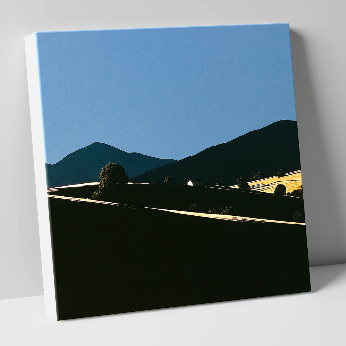 Golden Light on Silhouetted Fells lake district sky canvas wall art